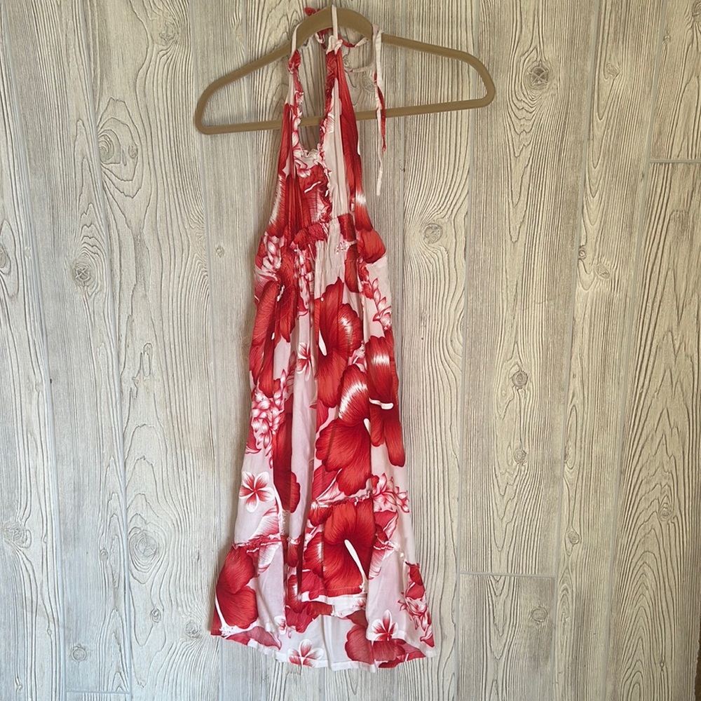 Maxi dress, red floral, size 32, great condition
